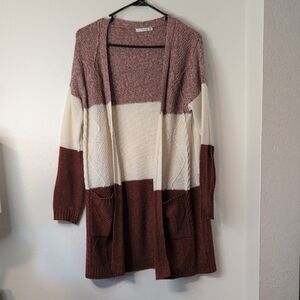 Staccato Red and Cream Colorblock Cardigan
